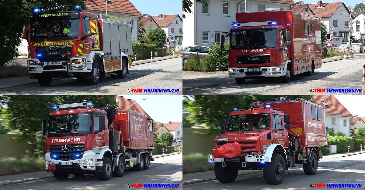 Lagerhallenbrand bei Xella - vermisste Personen - Staplerunfall - Katastrophenschutzübung in Messel